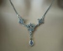 Jugendstil Silber Collier mit Aquamarin und Markasiten