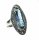 Noblesse Silber Jugendstil Ring mit ovalem Aquamarin + Markasiten  RG52