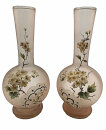 Jugendstil Rosalin Vasenpaar mit Emaille Blüten Malerei