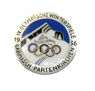 Anstecknadel zu den IV. Olympischen Winterspielen 1936 in Garmisch-Partenkirchen