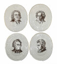 Meissen 4 Reliefplatten  Mozart- Schubert - Bach - Beethoven