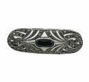 Prächtige ovale Silber Jugendstil Onyx Brosche