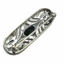 Prächtige ovale Silber Jugendstil Onyx Brosche