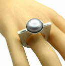 925 Silber Designer Ring mit grauer Perle RG 57