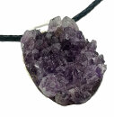 Großer Amethyst Natur Anhänger an Lederband