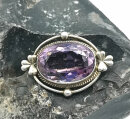 Kragenbrosche Silber Jugendstil Amethyst Brosche um 1910