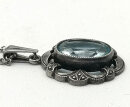 835 Silber Jugendstil Anhänger mit Blautopas  an Kette um 1925