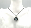 835 Silber Jugendstil Anhänger mit Blautopas  an Kette um 1925