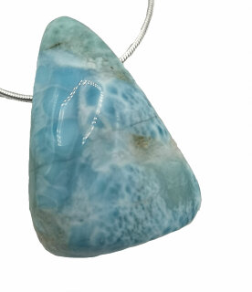 Edler, modener Larimar Anhänger an 925 Silber Schlangenkette