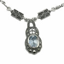 Feines Jugendstil Silber Collier mit Aquamarin und...