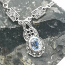 Feines Jugendstil Silber Collier mit Aquamarin und...