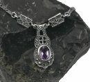 Feines Jugendstil Silber Collier mit Amethyst und Markasiten