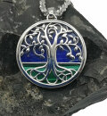 Unbeschreibliches 925 Silber Baum des Lebens Collier mit Lapis