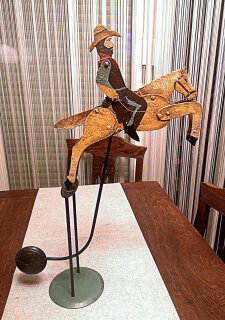 VINTAGE - Balance Pendel Figur Cowboy Trapper auf Pferd