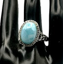 925 Silber Designer Ring mit Larimar und Topasen RG54