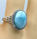 925 Silber Designer Ring mit Larimar und Topasen RG54