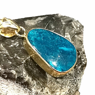 Unglaublicher Atacama Opal gefaßt in Silber vergoldet Collier