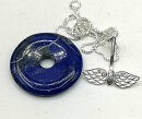 Lapislazuli Donut an Pagasus Flügel Silber Halter mit Kette