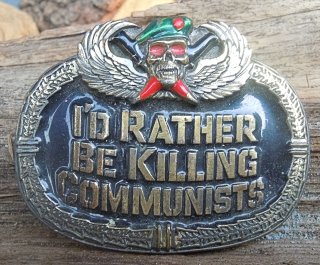 Vintage Buckle Gürtelschnalle Killing Communist USA 1984