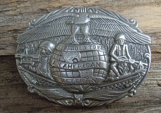 Vintage Buckle Gürtelschnalle American Veteran