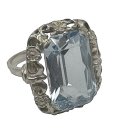 830 Silber Jugendstil Blautopas Ring Pforzheim um 1910 RG 50