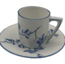 Ludwigsburg Porzellan Mocca Tasse blaue Blume handbemalt 1920-27