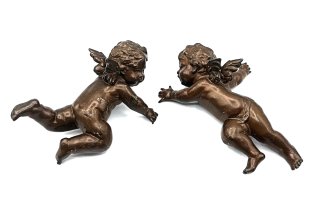 2 Bronze Putten (Wandmontur) um 1890/1900