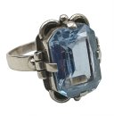 835 Silber ART DECO Ring mit Blautopas Pforzheim um 1930...