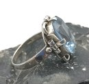 835 Silber ART DECO Ring mit Blautopas Pforzheim um 1930 RG57