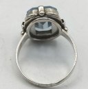 835 Silber ART DECO Ring mit Blautopas Pforzheim um 1930 RG57