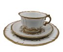 3tlg.Kaffetassen Set weiß mit Goldrand um 1900