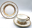 3tlg.Kaffetassen Set weiß mit Goldrand um 1900